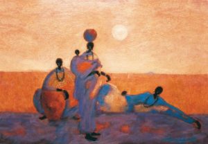Figures in African Landscape print by Tony Hudson