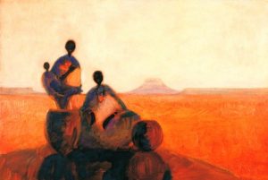 Family in African Landscape print by Tony Hudson